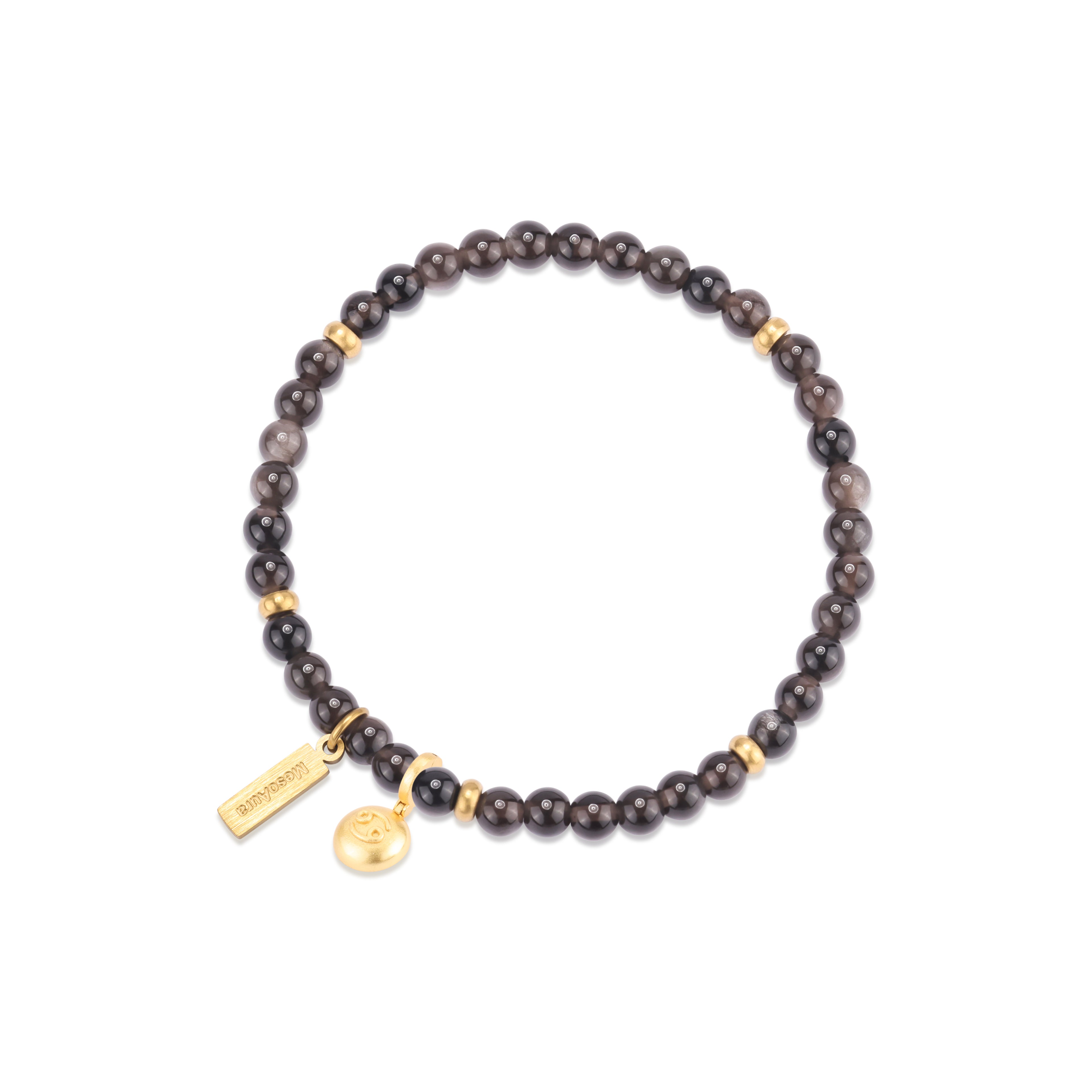 Silver obsidian crystal bracelet