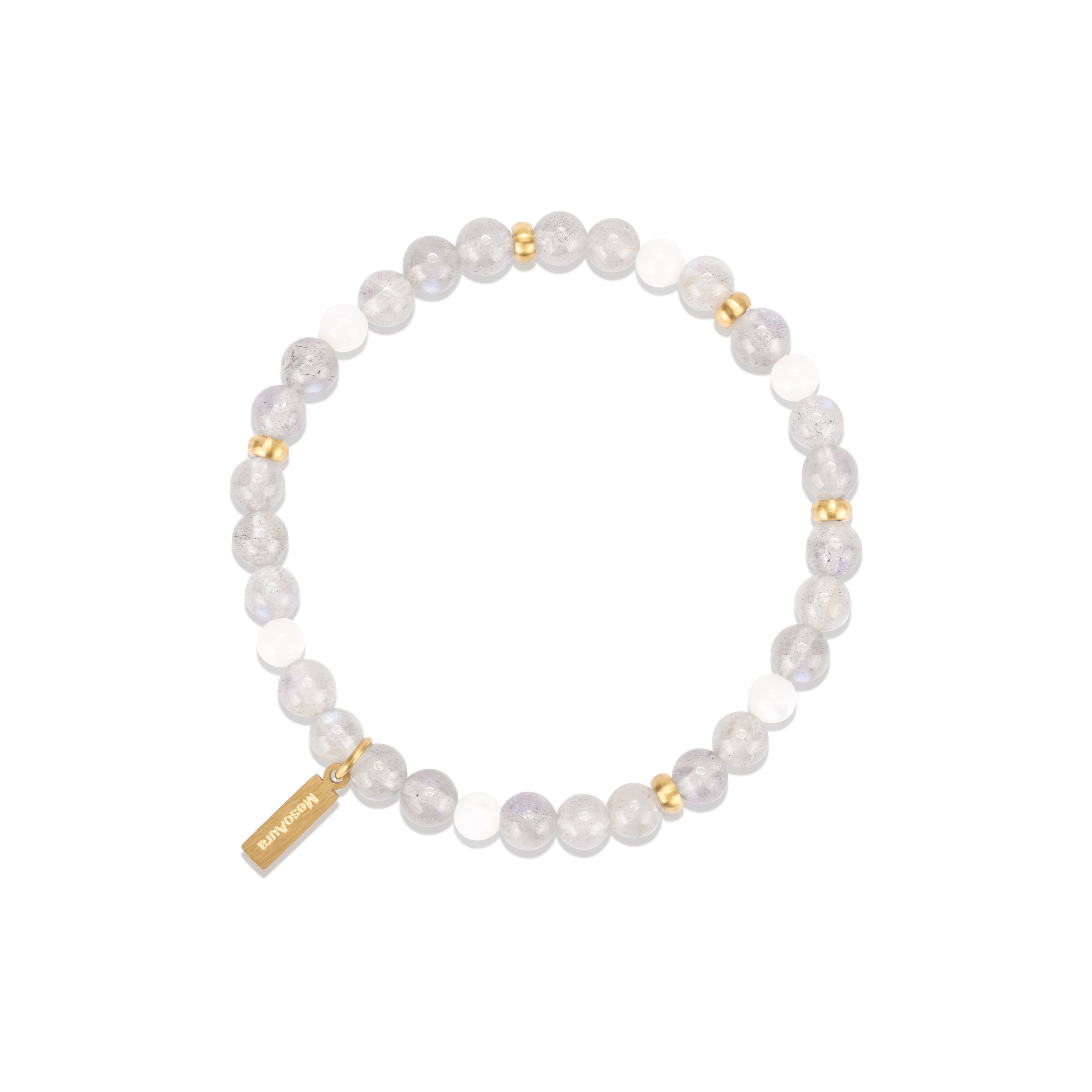 Nocturnal Guardian Gray Moonstone Bracelet
