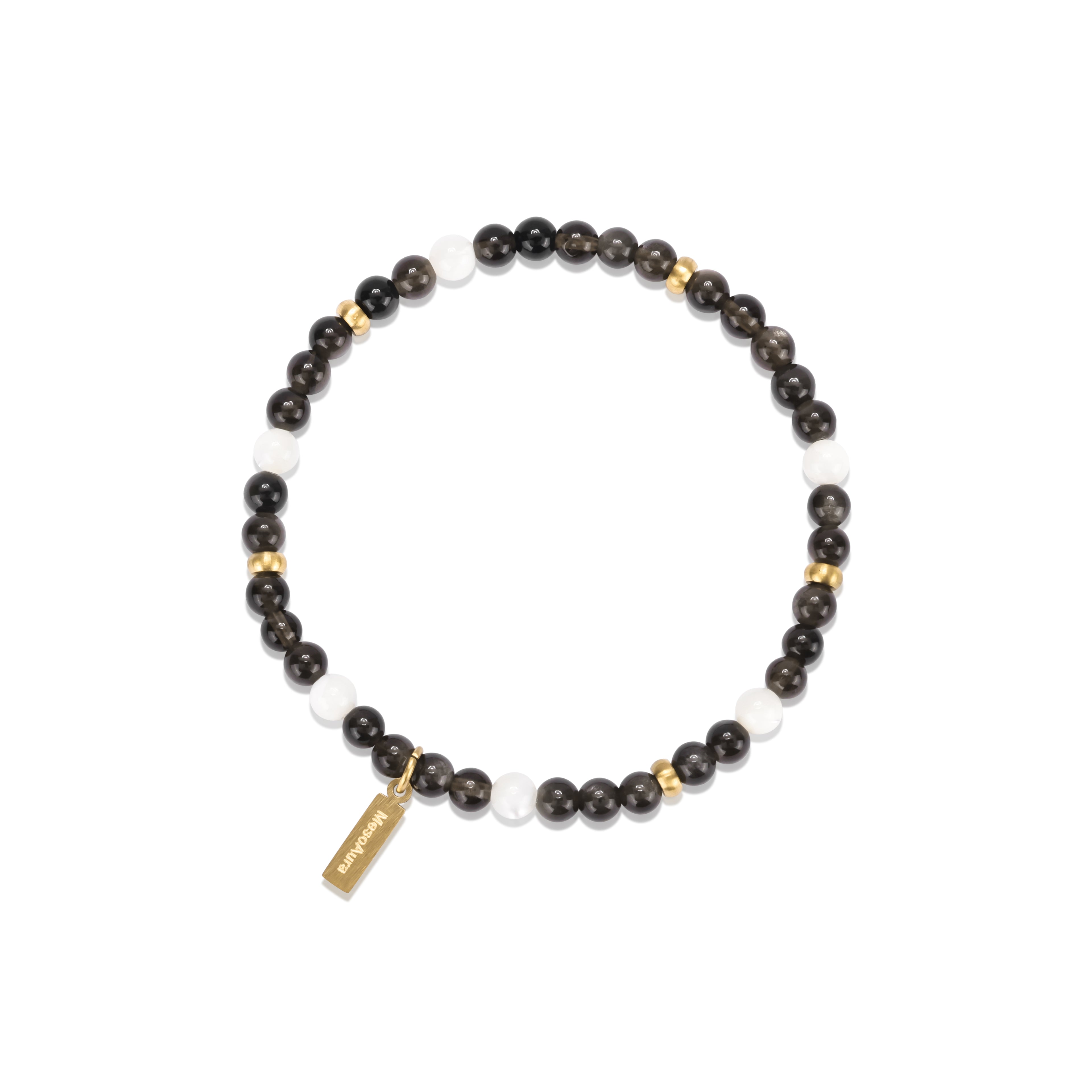 Mirror Shield Silver Obsidian Bracelet