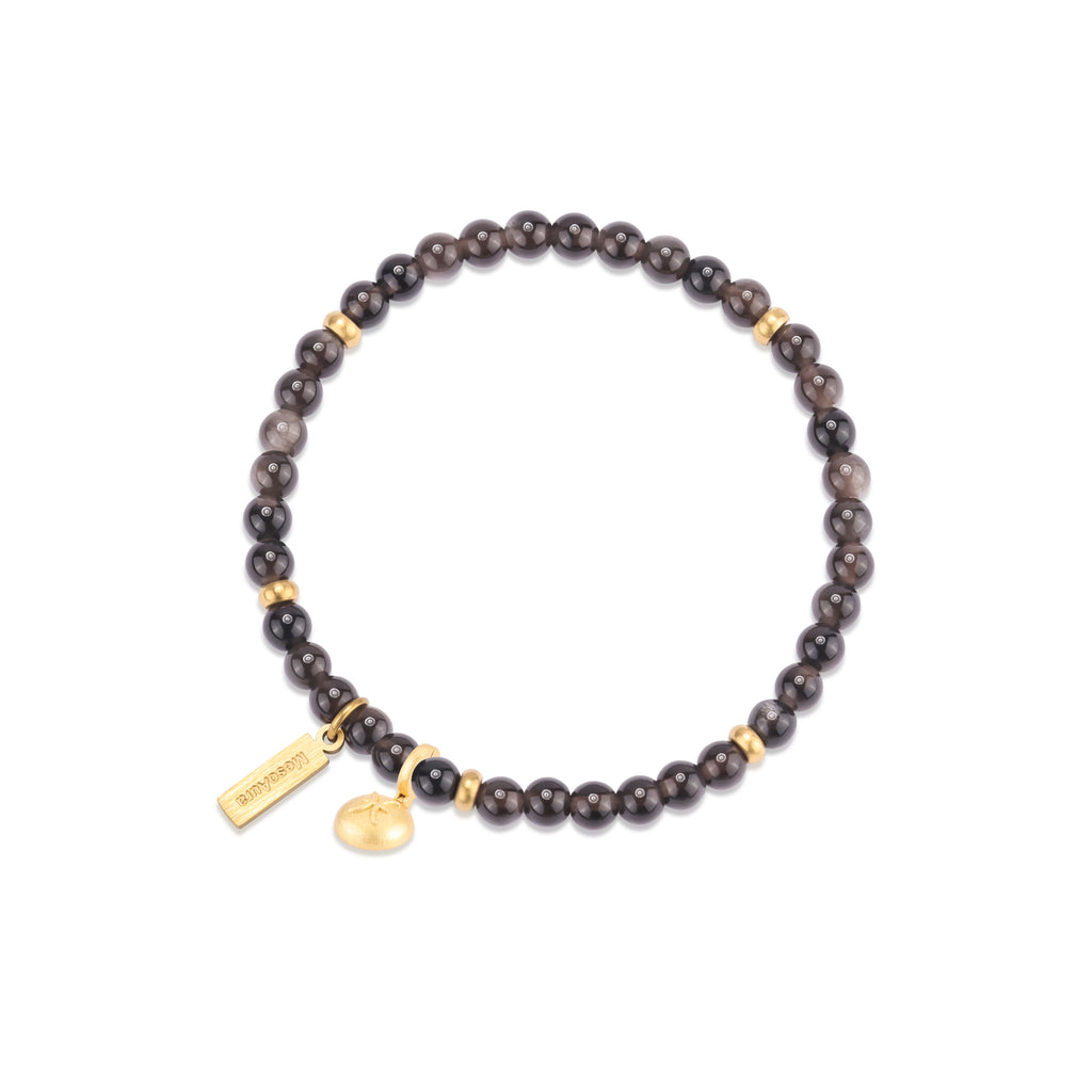 Silver obsidian crystal bracelet