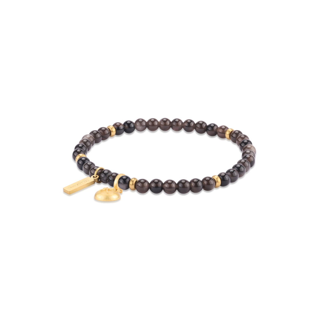 Silver obsidian crystal bracelet