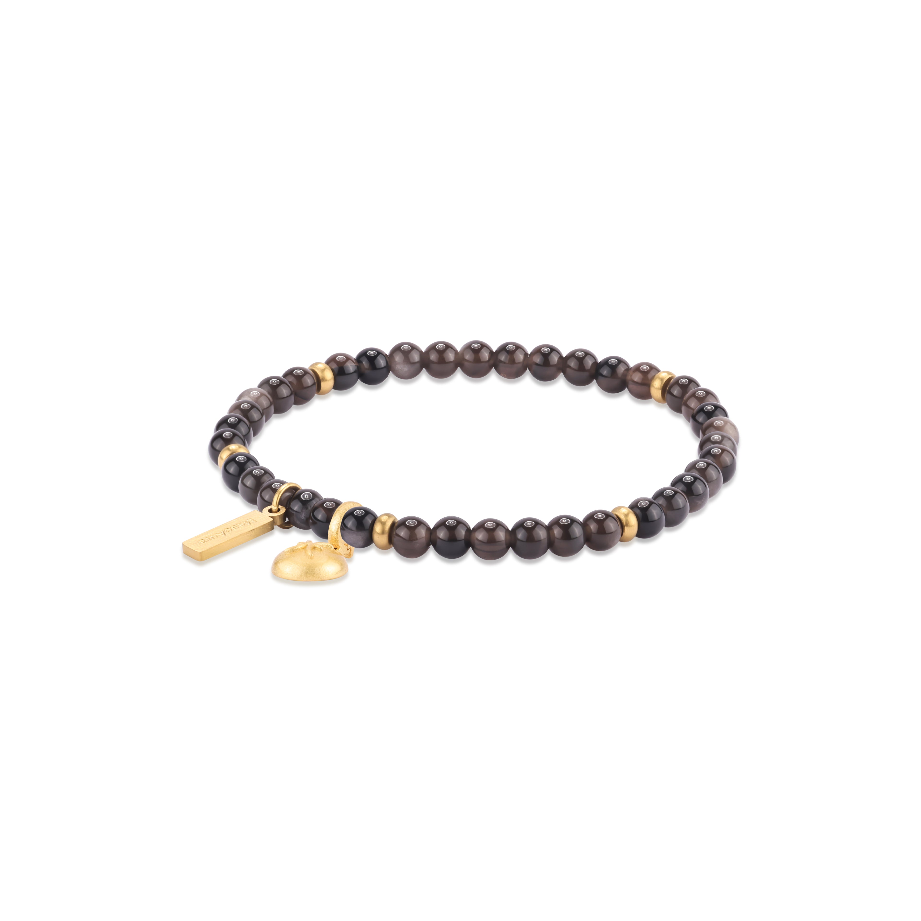 Silver obsidian crystal bracelet