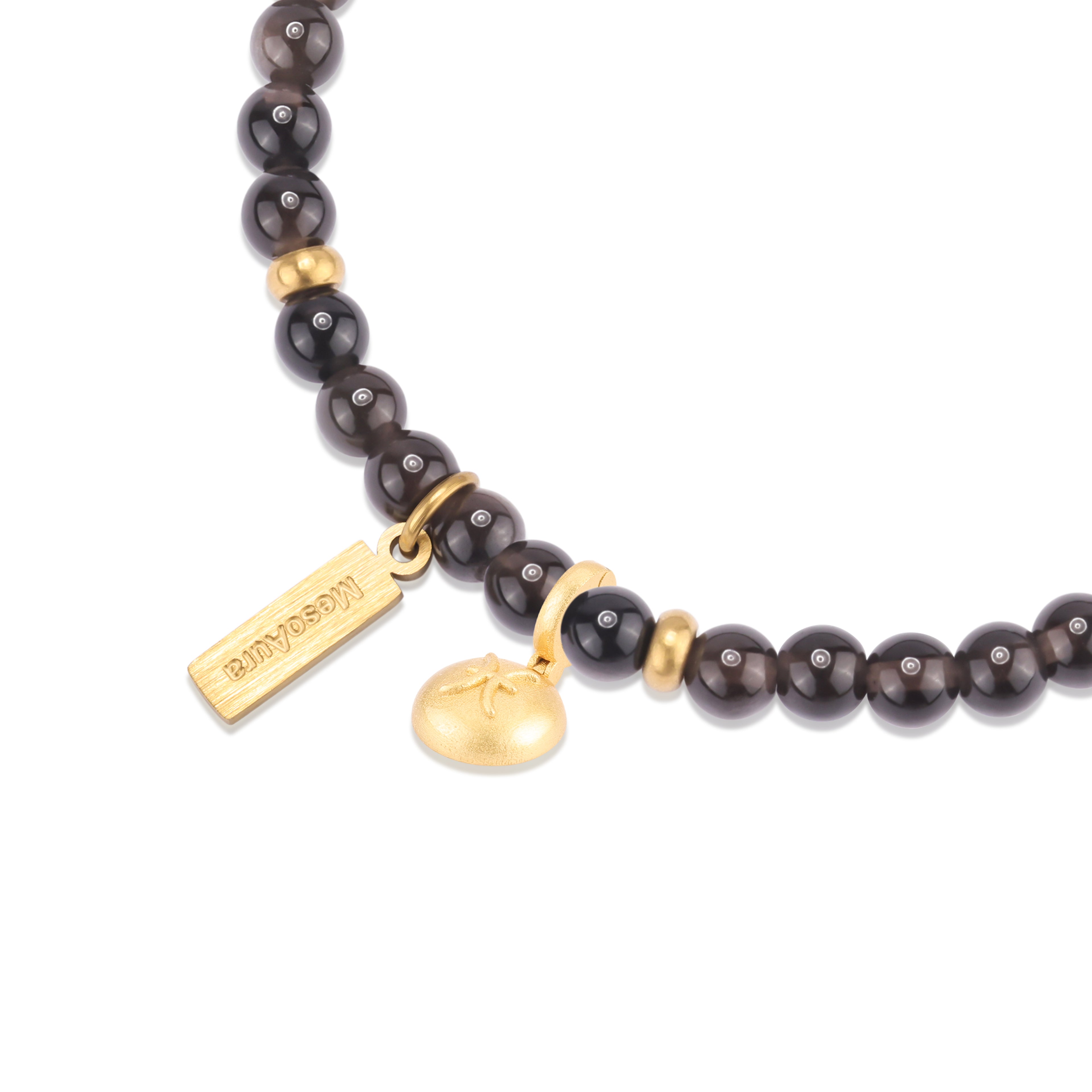 Silver obsidian crystal bracelet