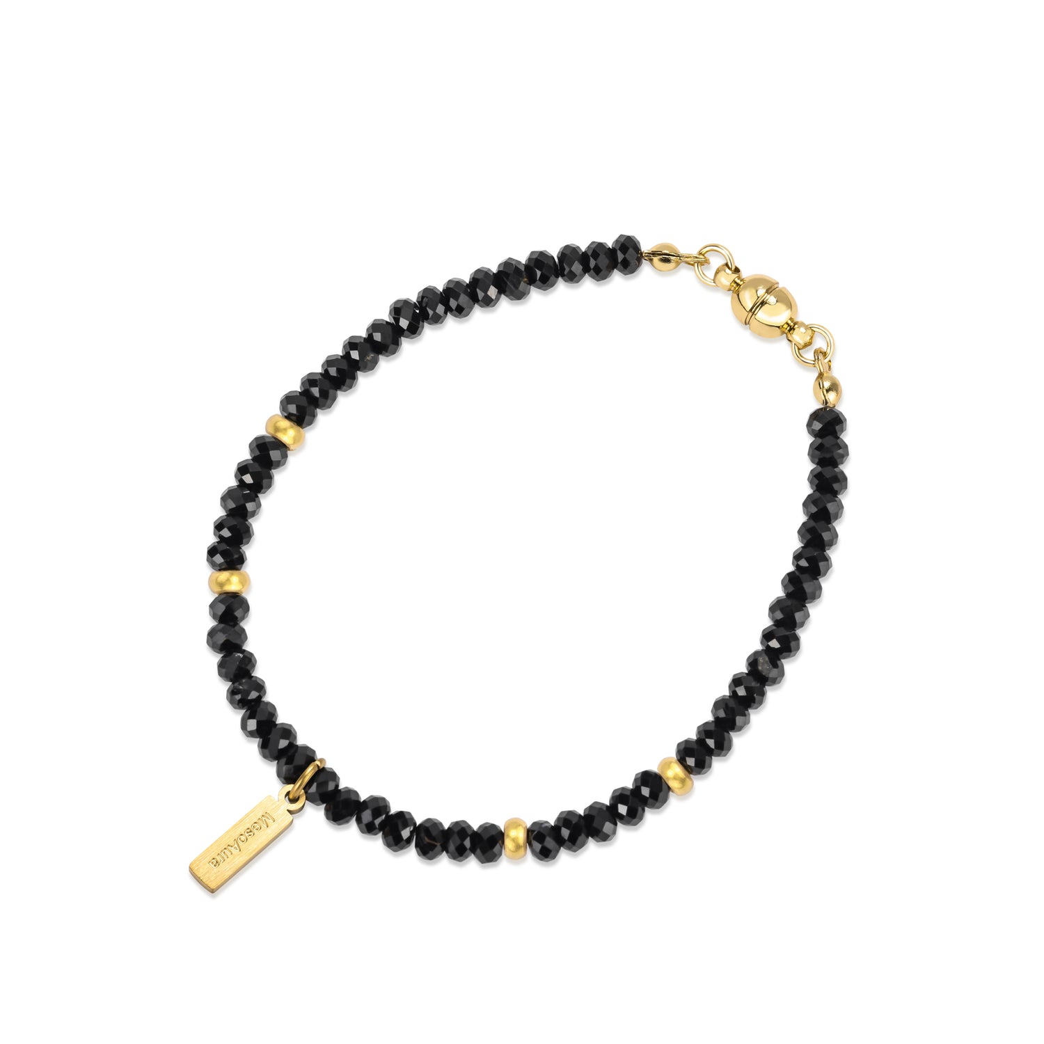Career Shield Black Tourmaline Magnetic Clasp Bracelet