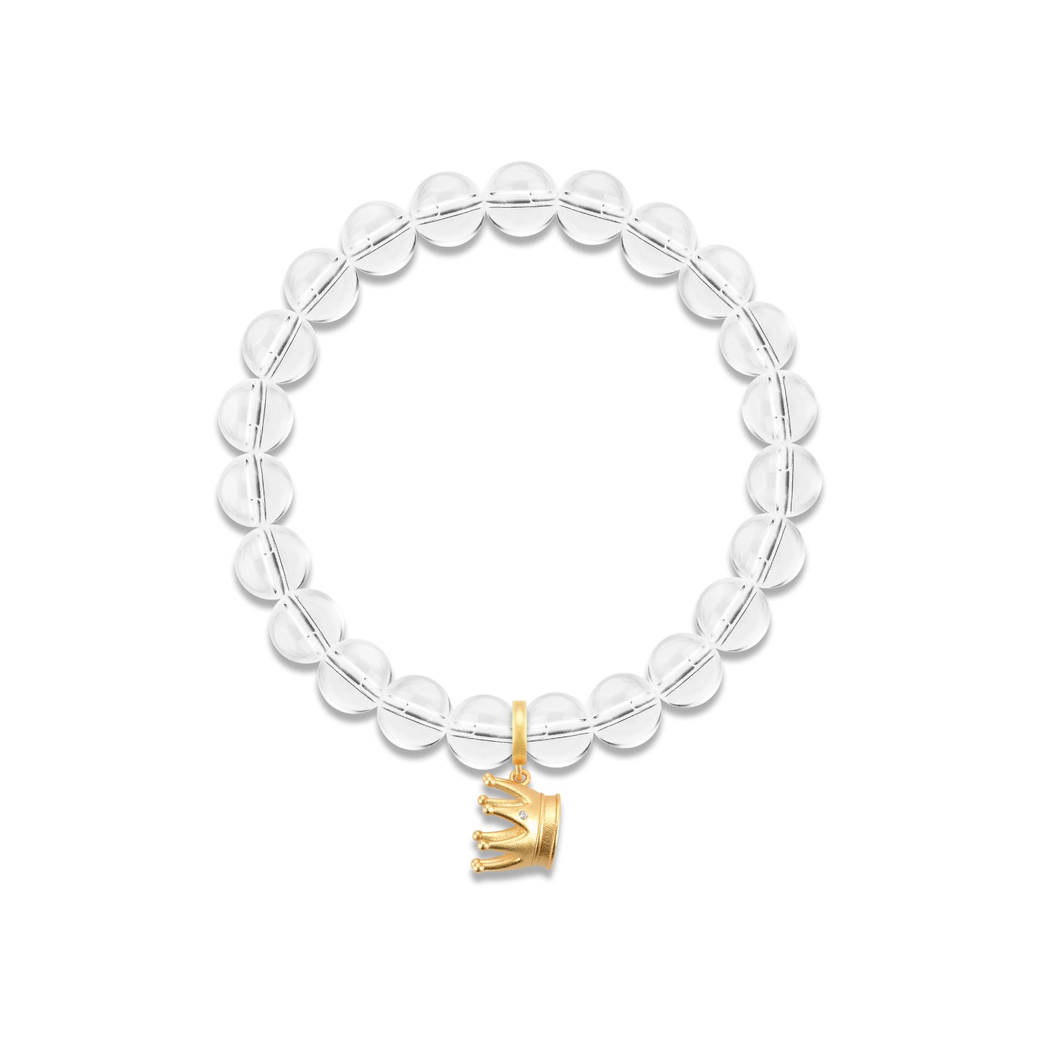 Football Series Clear Quartz Bracelet With Crown Charm