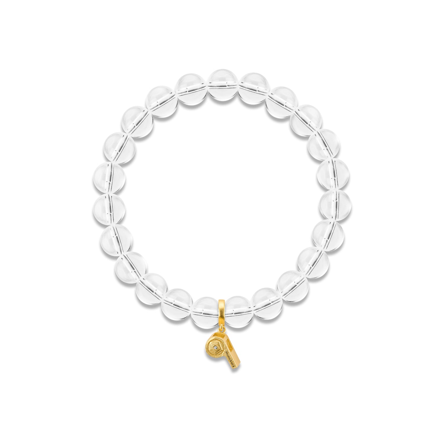 Football Series Clear Quartz Bracelet With Whistle Charm