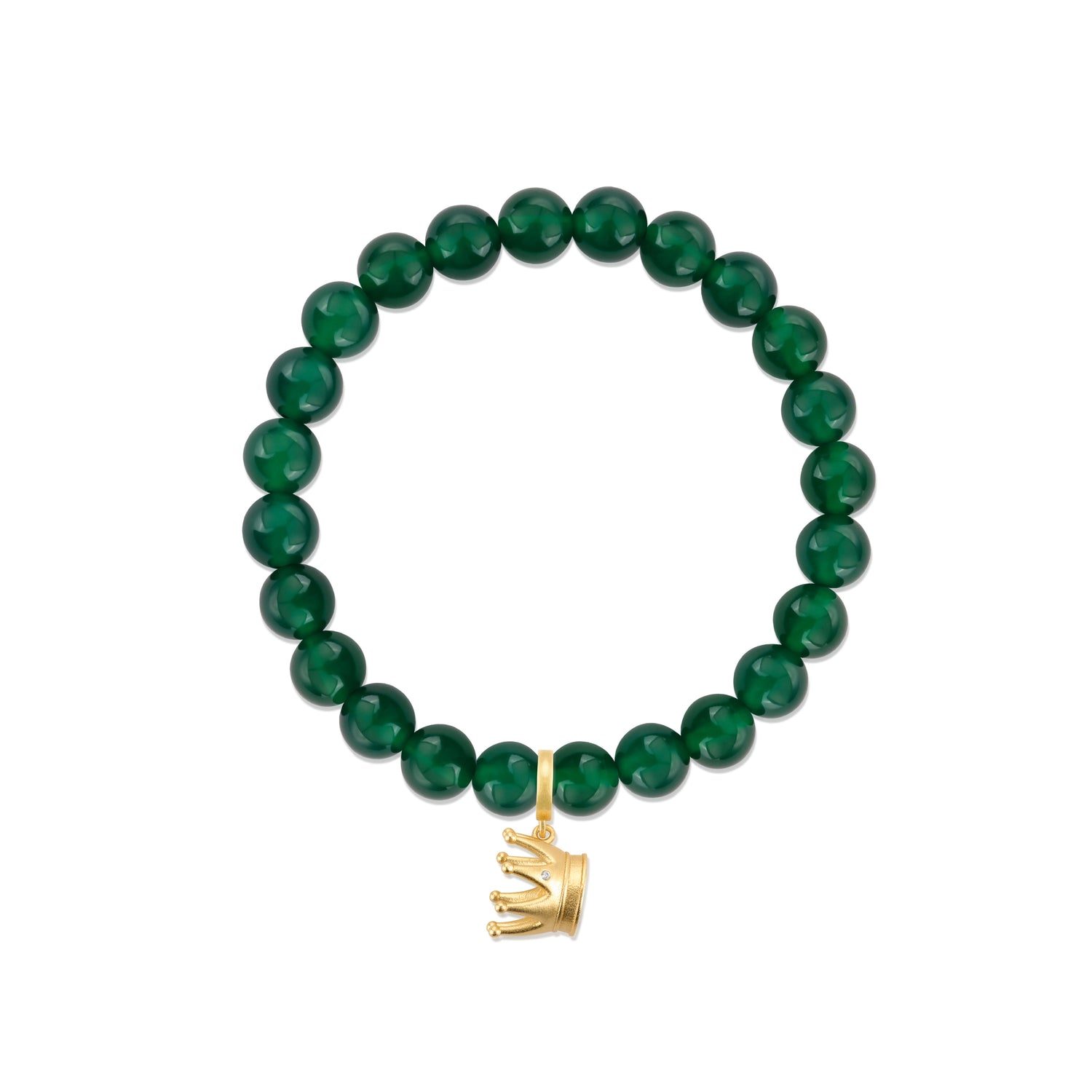 Football Series Green Agate Bracelet With Crown Charm