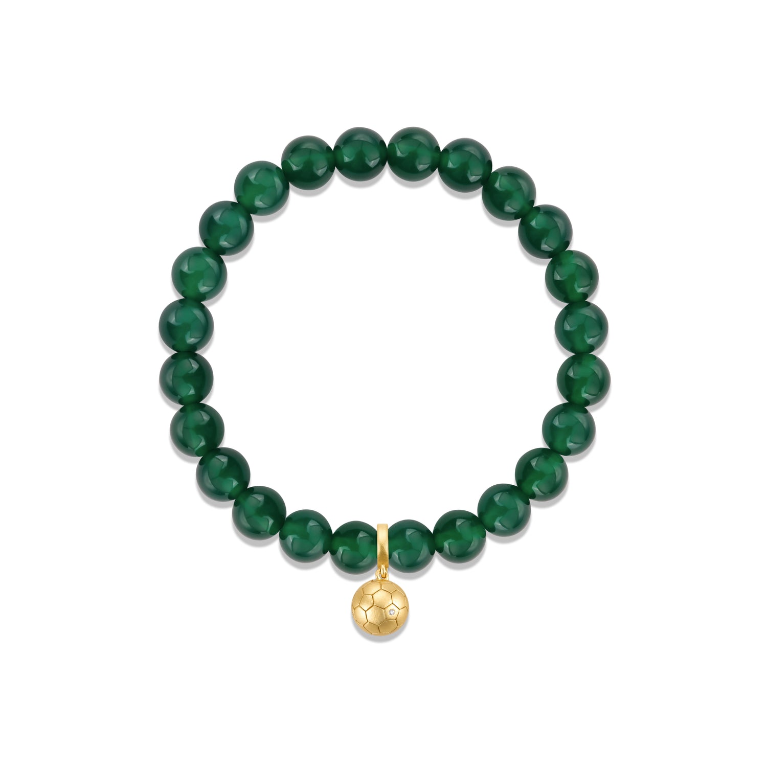 Football Series Green Agate Bracelet With Football Charm