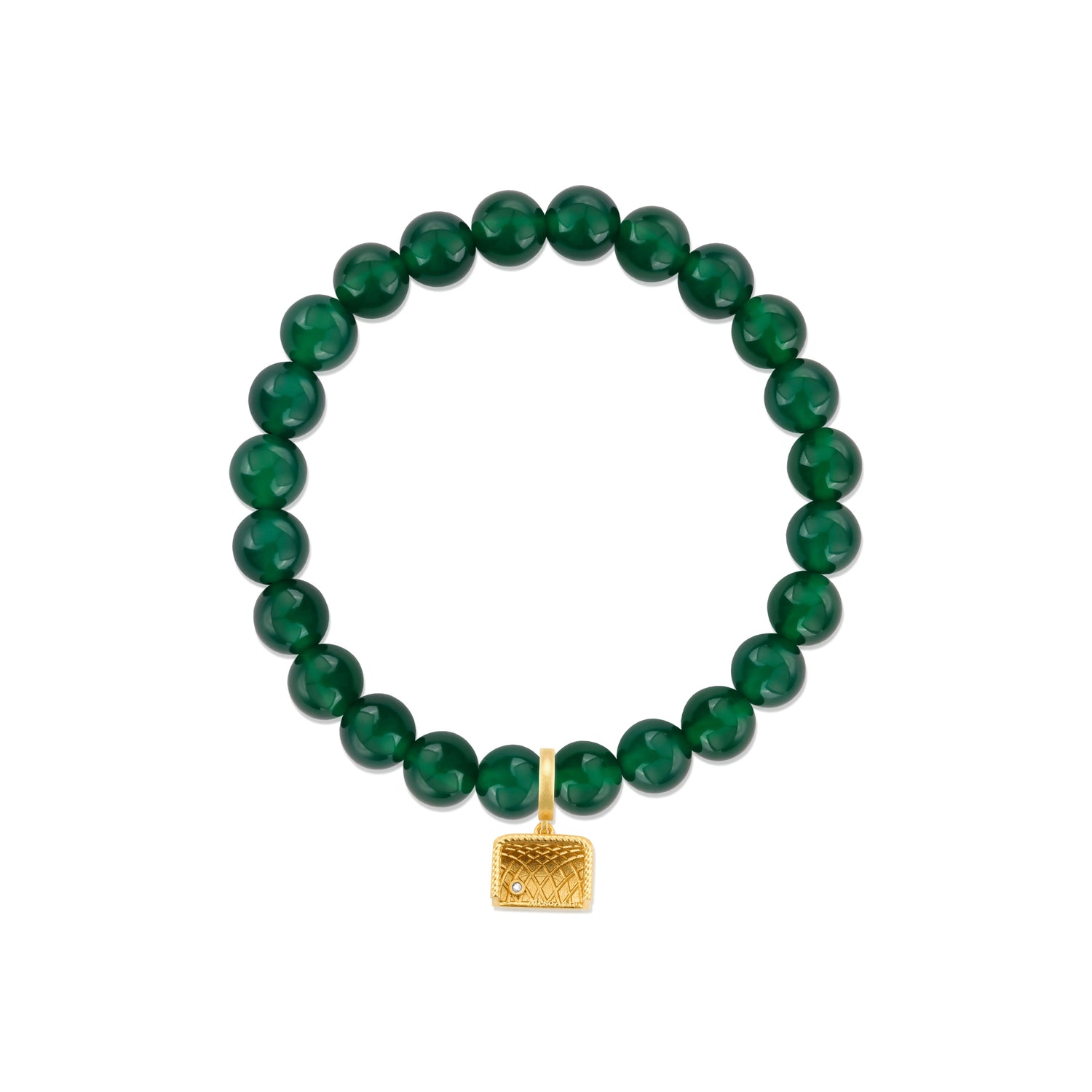 Football Series Green Agate Bracelet With Goal Charm