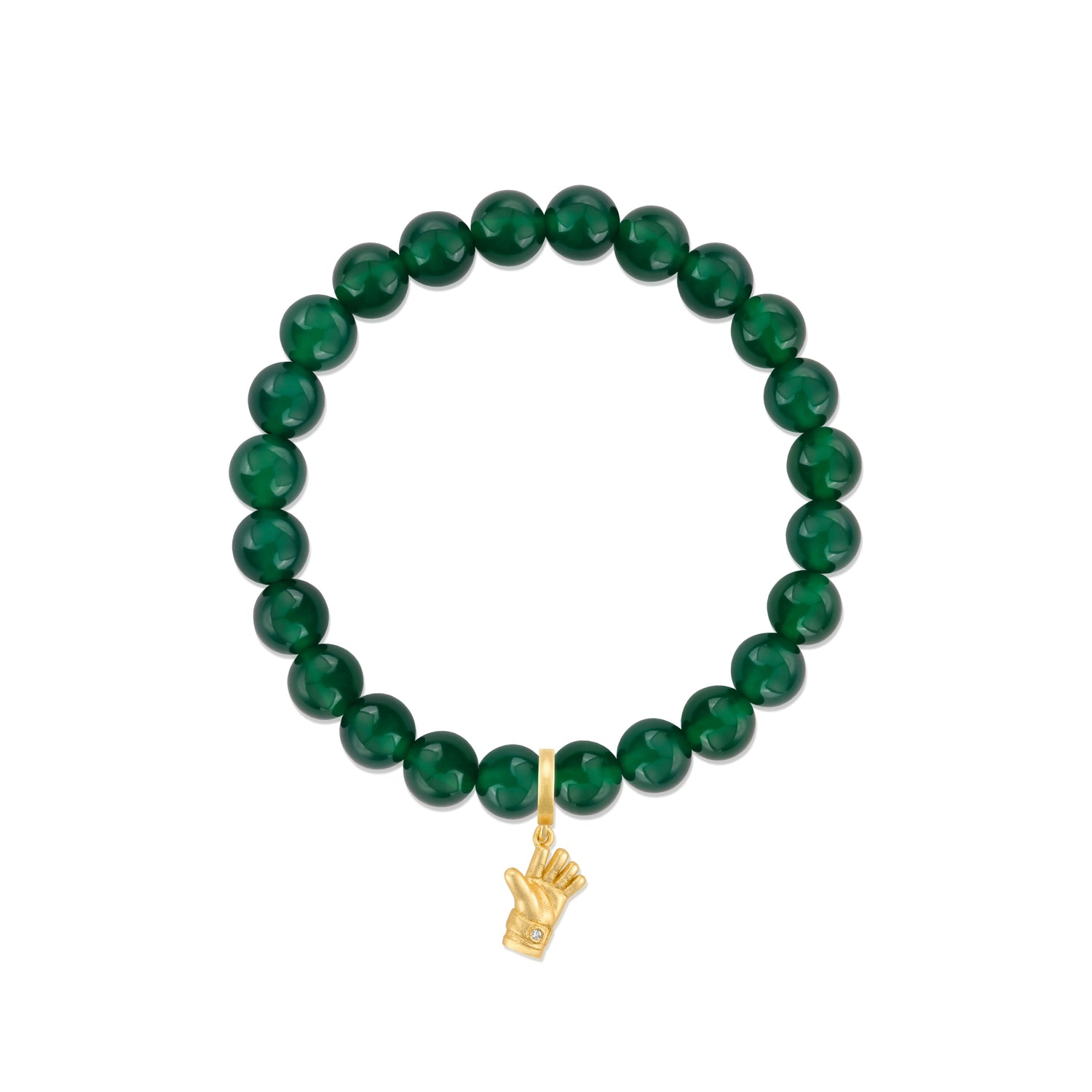 Football Series Green Agate Bracelet With Goalkeeper Gloves Charm