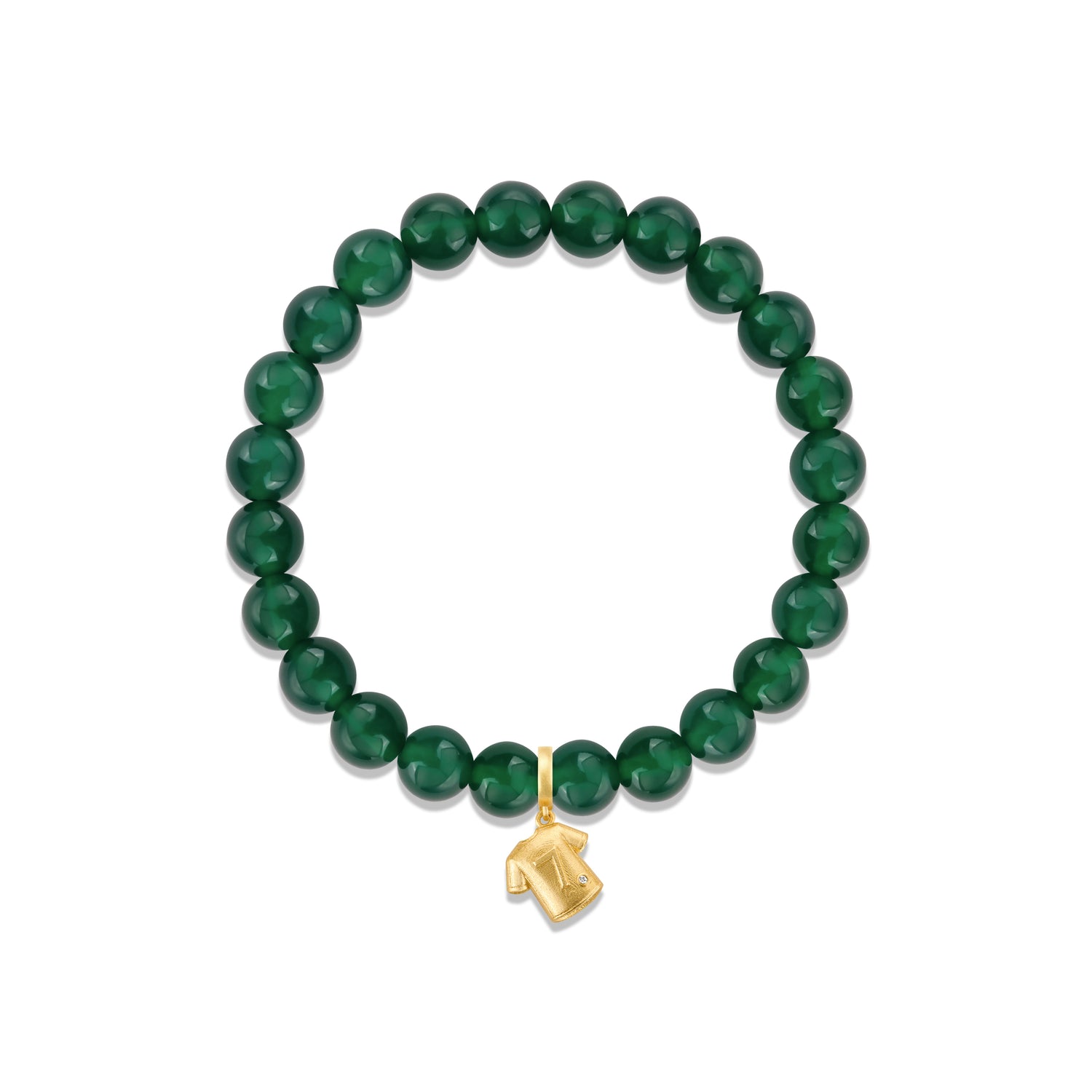 Football Series Green Agate Bracelet With Jersey Charm