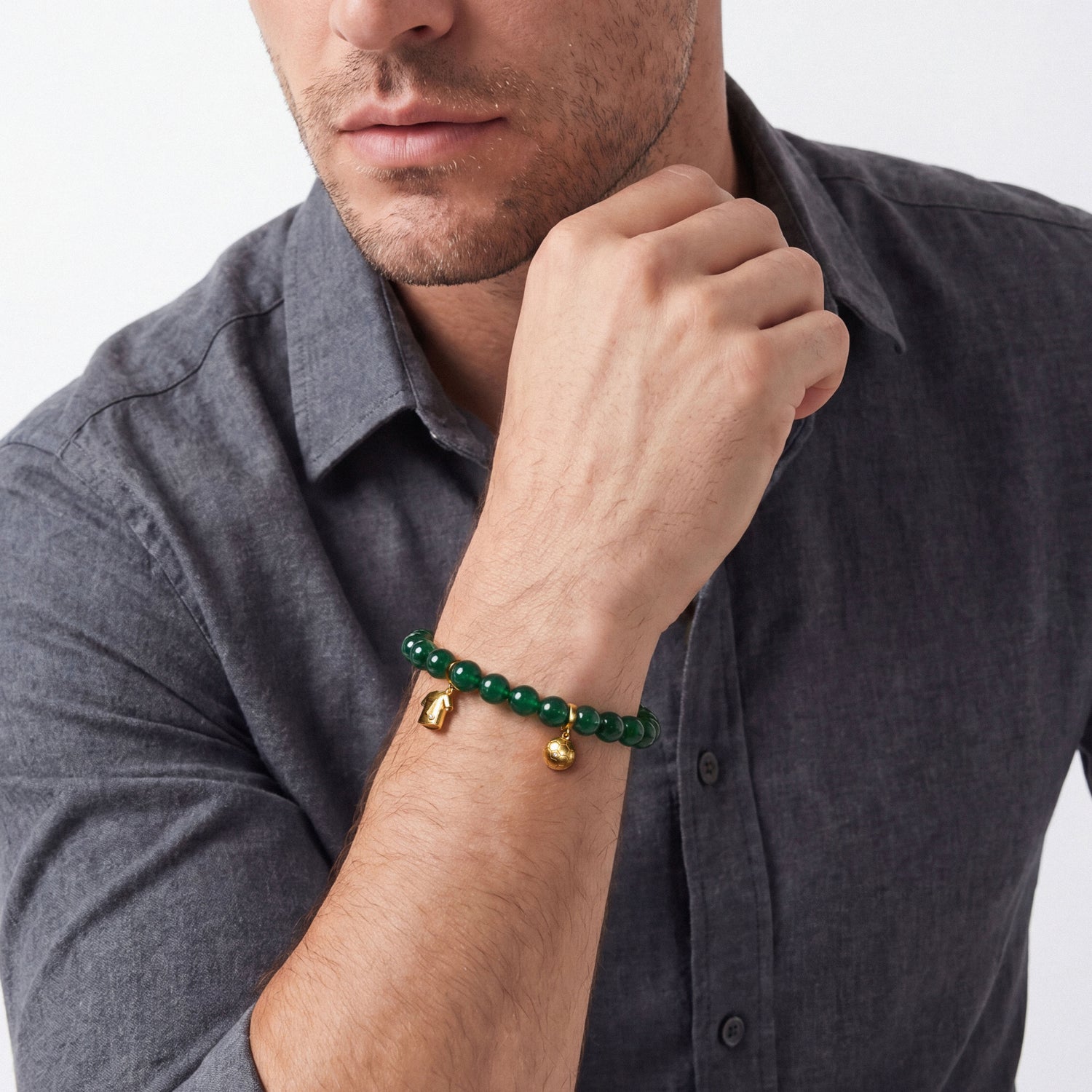 Football Series Green Agate Bracelet