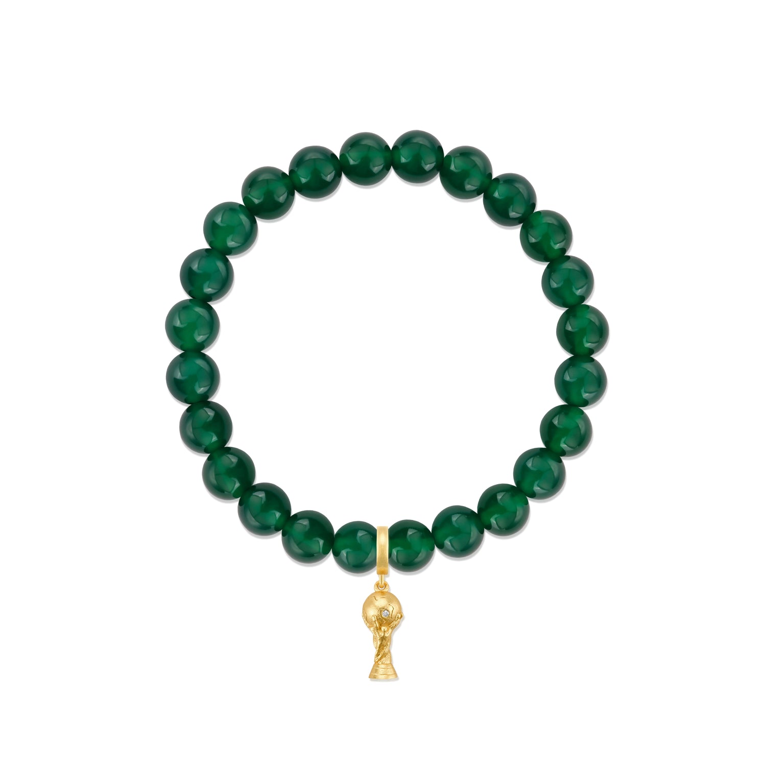 Football Series Green Agate Bracelet With Victory Charm