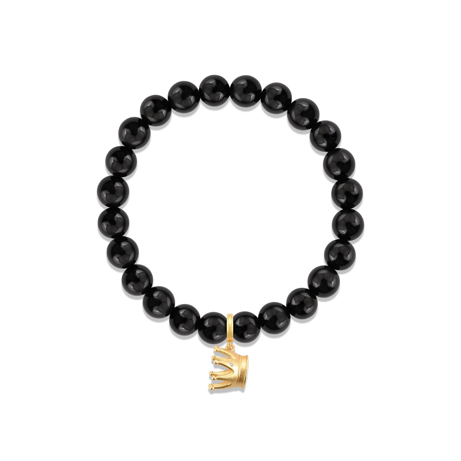 Football Series Obsidian Bracelet With Crown Charm