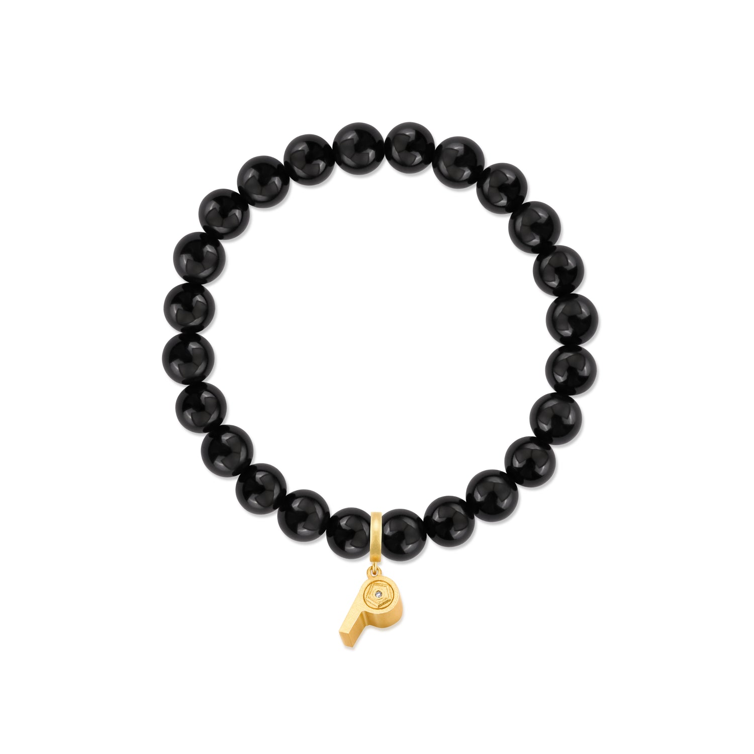 Football Series Obsidian Bracelet With Whistle Charm