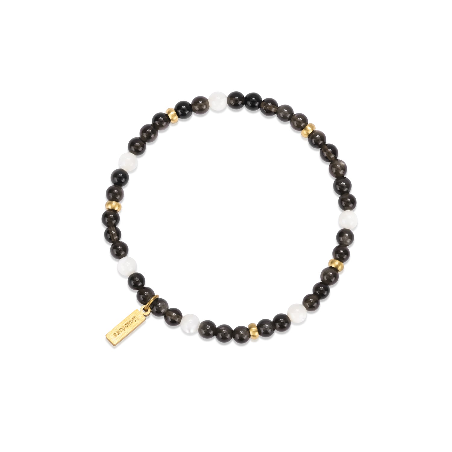 Mirror Shield Silver Obsidian Bracelet