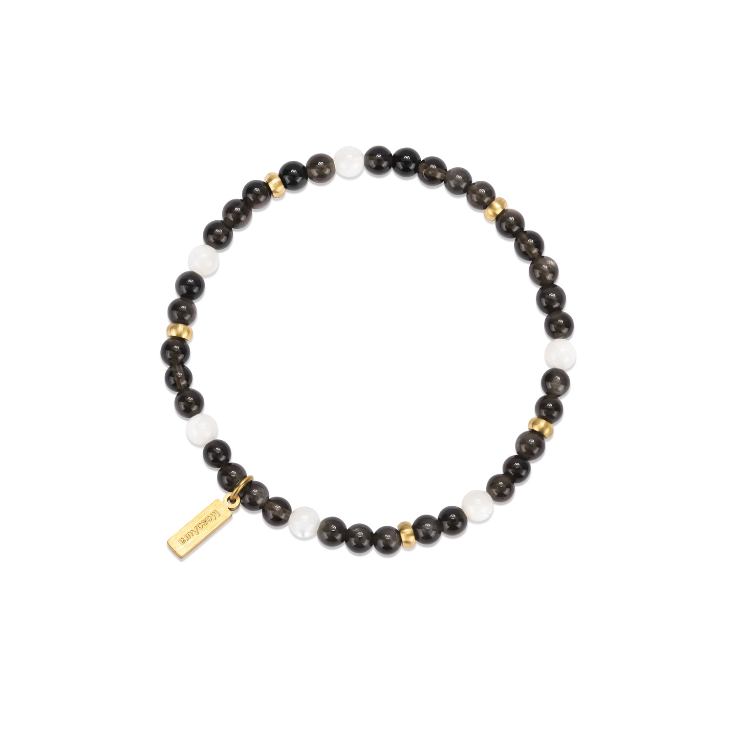 Mirror Shield Silver Obsidian Bracelet